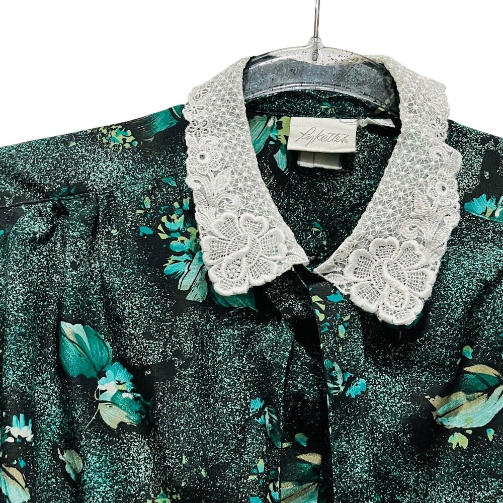 Pykette's Secretary Blouse Librarian Chic Vintage 9 to 5 Top Retro 80s Women M L - Picture 2 of 14